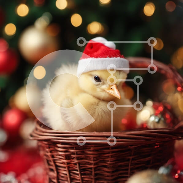 Intra Συλλεκτικό Ξύλινο Παζλ Plywood  4mm - Γιορτινό κοτόπουλο σε καλάθι με χριστουγεννιάτικα στολίδια Σε Ξύλινο Κουτί - Διαστάσεις: 10x10 cm – 25 κομμάτια