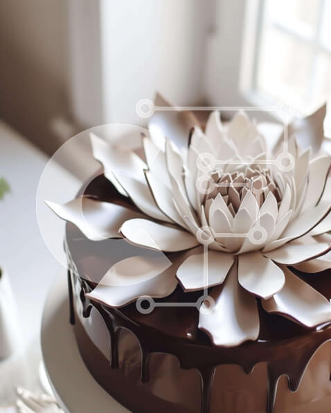 Σετ των 2 Intra Συλλεκτικό Ξύλινο Παζλ Plywood  4mm - Κέικ σοκολάτας με περίπλοκο σχέδιο λουλουδιών Σε Ξύλινο Κουτί - Διαστάσεις: 10x10 cm – 25 κομμάτια