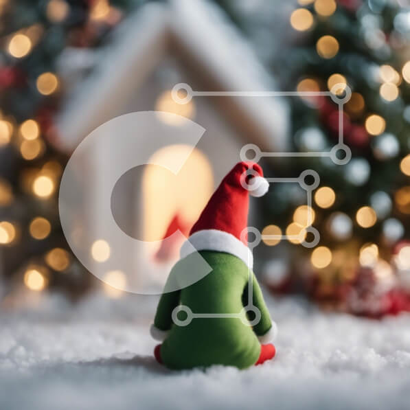 Intra Συλλεκτικό Ξύλινο Παζλ Plywood  4mm - Ειδώλιο ξωτικού στο χιόνι με φώτα και διακοσμήσεις Σε Ξύλινο Κουτί - Διαστάσεις: 10x10 cm – 25 κομμάτια