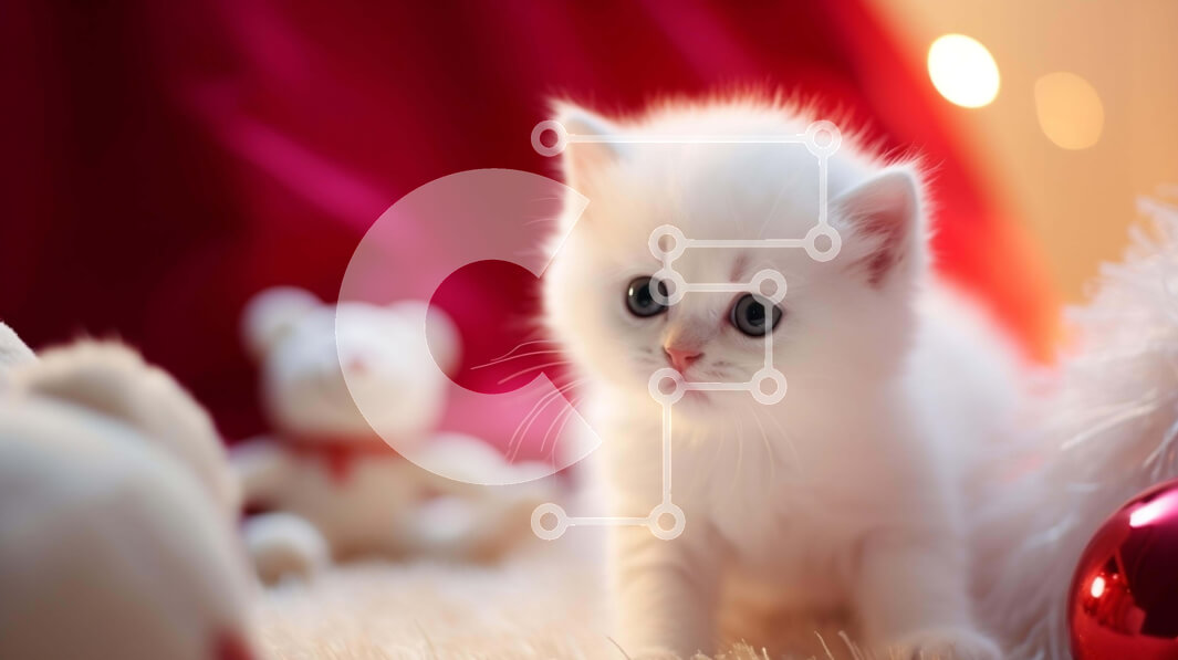 Σετ των 2 Intra Συλλεκτικό Ξύλινο Παζλ Plywood  4mm - Περίεργο λευκό γατάκι με αρκουδάκια και χριστουγεννιάτικα στολίδια Σε Ξύλινο Κουτί - Διαστάσεις: 10x10 cm – 25 κομμάτια