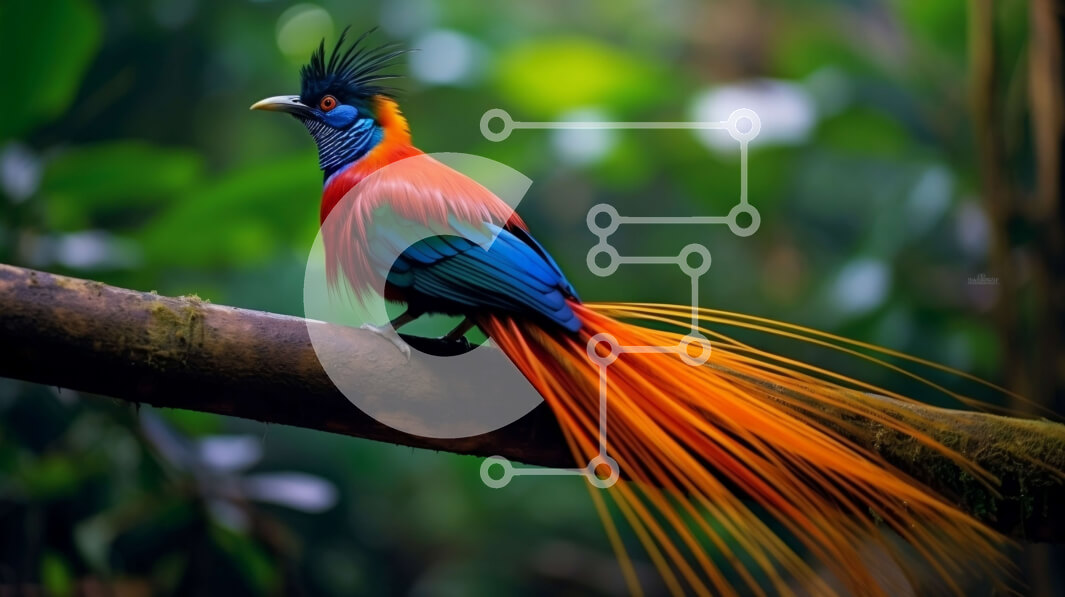 Σετ των 2 Intra Συλλεκτικό Ξύλινο Παζλ Plywood  4mm - Όμορφη εικόνα ενός πολύχρωμου πουλιού σε μια καταπράσινη ζούγκλα Σε Ξύλινο Κουτί - Διαστάσεις: 10x10 cm – 25 κομμάτια