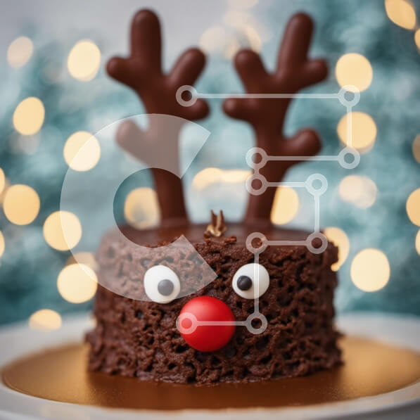 Σετ των 2 Intra Συλλεκτικό Ξύλινο Παζλ Plywood  4mm - Κέικ σοκολάτας με κέρατα ταράνδου και κόκκινες μύτες Σε Ξύλινο Κουτί - Διαστάσεις: 10x10 cm – 25 κομμάτια