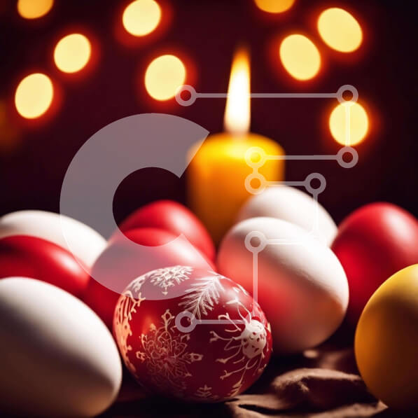 Intra Συλλεκτικό Ξύλινο Παζλ Plywood  4mm - Πολύχρωμα Πασχαλινά αυγά και κερί φόντο Σε Ξύλινο Κουτί - Διαστάσεις: 10x10 cm – 25 κομμάτια