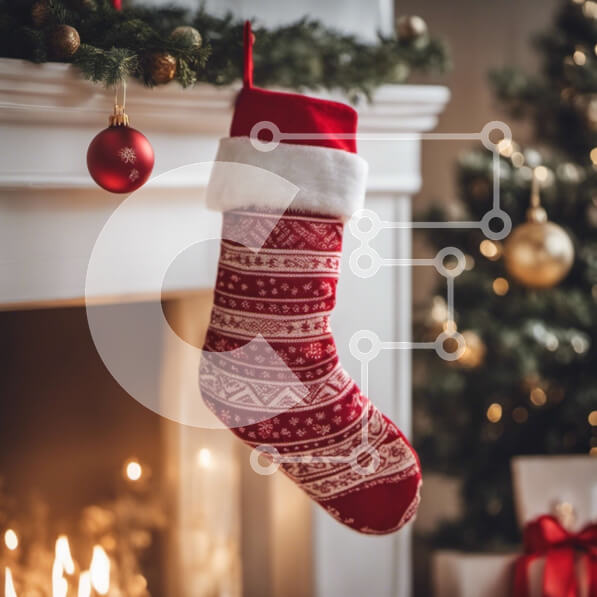 Intra Συλλεκτικό Ξύλινο Παζλ Plywood  4mm - Εορταστική χριστουγεννιάτικη κάλτσα κρεμαστή από τζάκι Σε Ξύλινο Κουτί - Διαστάσεις: 10x10 cm – 25 κομμάτια