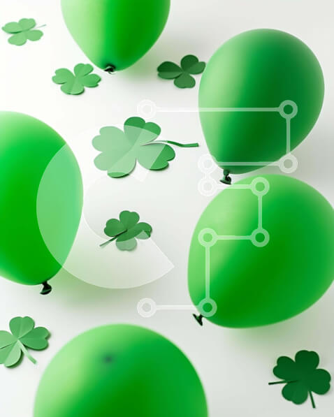 Intra Συλλεκτικό Ξύλινο Παζλ Plywood  4mm - Πράσινα μπαλόνια και φύλλα τριφυλλιού Σε Ξύλινο Κουτί - Διαστάσεις: 10x10 cm – 25 κομμάτια