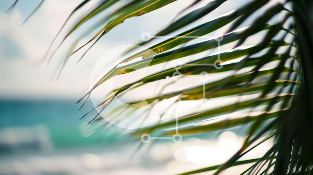 Intra Συλλεκτικό Ξύλινο Παζλ Plywood  4mm - Φύλλο φοίνικα κοντά στο νερό Σε Ξύλινο Κουτί - Διαστάσεις: 10x10 cm – 25 κομμάτια