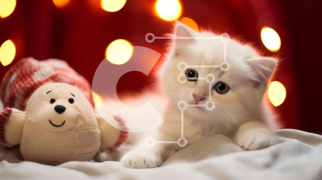 Σετ των 2 Intra Συλλεκτικό Ξύλινο Παζλ Plywood  4mm - Παιχνιδιάρικο λευκό γατάκι με πορτοκαλί αρκουδάκι Σε Ξύλινο Κουτί - Διαστάσεις: 10x10 cm – 25 κομμάτια