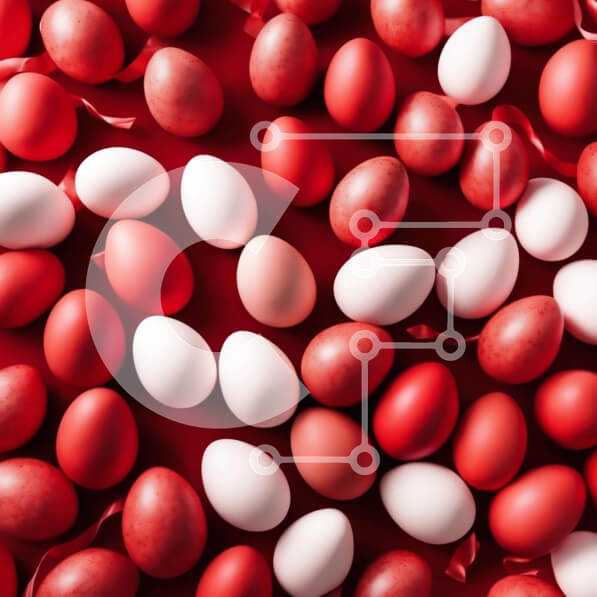 Intra Συλλεκτικό Ξύλινο Παζλ Plywood  4mm - Πασχαλινά αυγά σε κόκκινο φόντο Σε Ξύλινο Κουτί - Διαστάσεις Puzzle: 10x10 cm – 25 κομμάτια