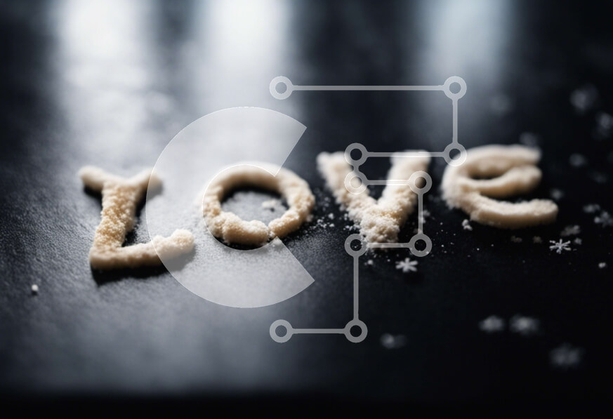 Intra Συλλεκτικό Ξύλινο Παζλ Plywood  4mm - Αγάπη γραμμένη σε ζάχαρη σε μια μαύρη επιφάνεια Σε Ξύλινο Κουτί - Διαστάσεις Puzzle: 10x10 cm – 25 κομμάτια