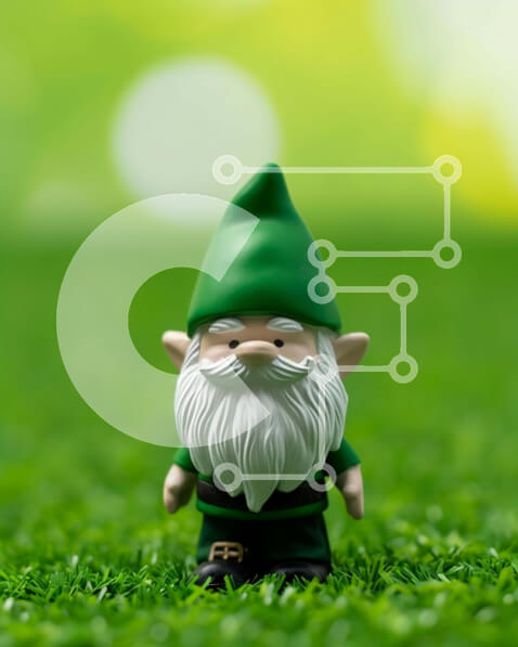 Intra Συλλεκτικό Ξύλινο Παζλ Plywood  4mm - Παιχνίδι διακοπών Gnome στο πράσινο γρασίδι Σε Ξύλινο Κουτί - Διαστάσεις Puzzle: 10x10 cm – 25 κομμάτια