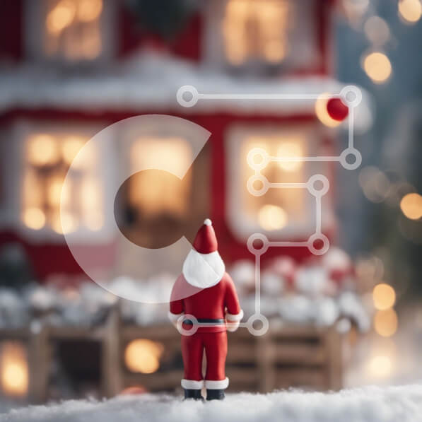 Intra Συλλεκτικό Ξύλινο Παζλ Plywood  4mm - Ειδώλιο Άγιου Βασίλη στο χιονισμένο τοπίο Σε Ξύλινο Κουτί - Διαστάσεις: 10x10 cm – 25 κομμάτια