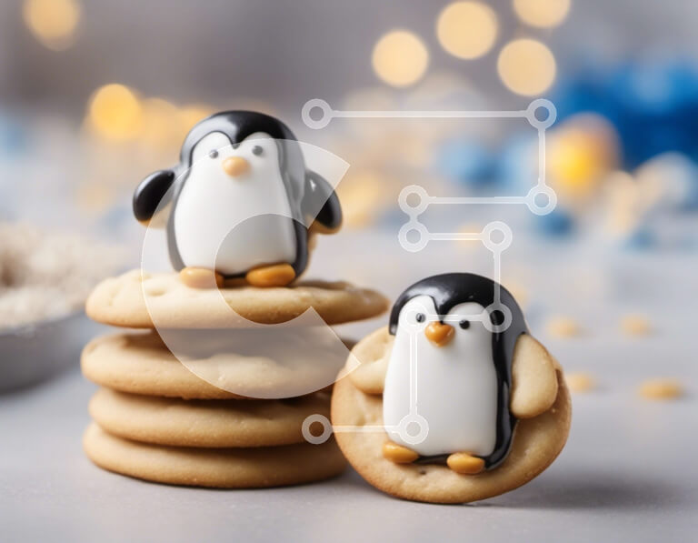 Σετ των 2 Intra Συλλεκτικό Ξύλινο Παζλ Plywood  4mm - Διακοσμητική στοίβα από μπισκότα με ειδώλια πιγκουίνου Σε Ξύλινο Κουτί - Διαστάσεις: 10x10 cm – 25 κομμάτια