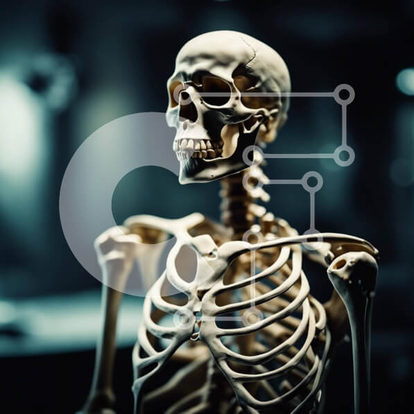 Intra Συλλεκτικό Ξύλινο Παζλ Plywood  4mm - Ανθρώπινος σκελετός στο σκοτάδι για ιατρική έρευνα και εκπαίδευση Σε Ξύλινο Κουτί - Διαστάσεις Puzzle: 10x10 cm – 25 κομμάτια