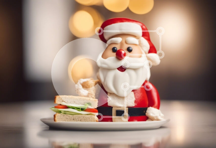 Intra Συλλεκτικό Ξύλινο Παζλ Plywood  4mm - Ειδώλιο Άγιου Βασίλη με ανοιχτό σάντουιτς στο τραπέζι Σε Ξύλινο Κουτί - Διαστάσεις: 10x10 cm – 25 κομμάτια