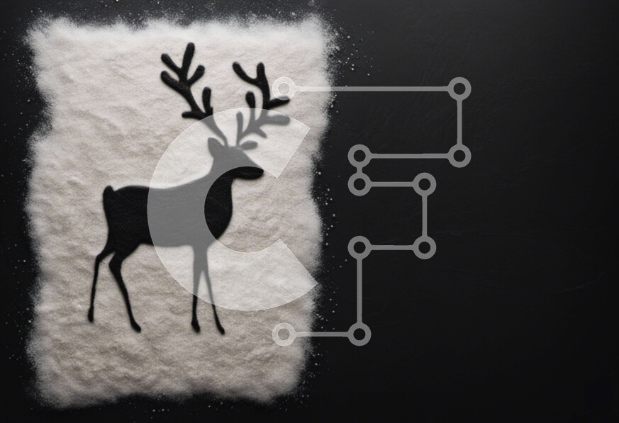 Intra Συλλεκτικό Ξύλινο Παζλ Plywood  4mm - Χιονισμένη σιλουέτα ταράνδων από ζάχαρη άχνη Σε Ξύλινο Κουτί - Διαστάσεις Puzzle: 10x10 cm – 25 κομμάτια