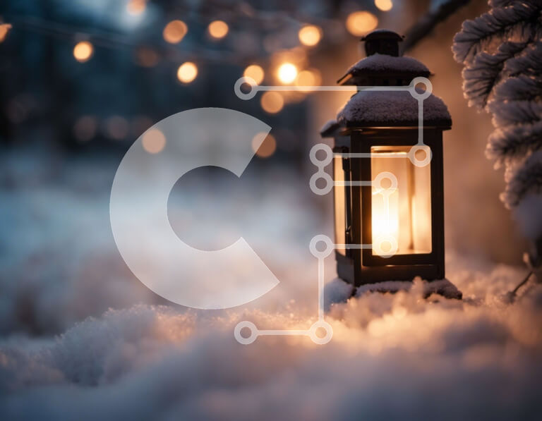 Intra Συλλεκτικό Ξύλινο Παζλ Plywood  4mm - Χιονισμένο φανάρι με το φως των κεριών Σε Ξύλινο Κουτί - Διαστάσεις Puzzle: 10x10 cm – 25 κομμάτια