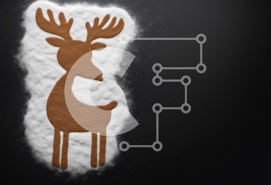 Intra Συλλεκτικό Ξύλινο Παζλ Plywood  4mm - Στολίδι ταράνδων με μελόψωμο σε μαύρο φόντο Σε Ξύλινο Κουτί - Διαστάσεις: 10x10 cm – 25 κομμάτια