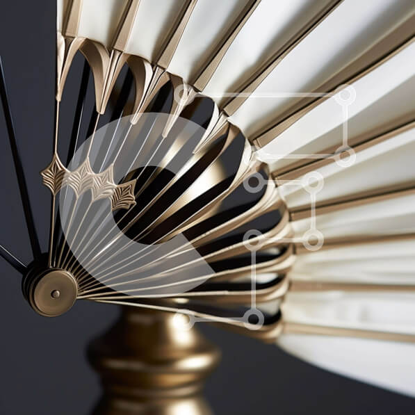 Intra Συλλεκτικό Ξύλινο Παζλ Plywood  4mm - Κοντινό πλάνο μιας κομψής λευκής και χρυσής βεντάλιας Σε Ξύλινο Κουτί - Διαστάσεις: 10x10 cm – 25 κομμάτια