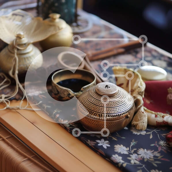 Intra Συλλεκτικό Ξύλινο Παζλ Plywood  4mm - Τραπέζι με παλαιομοδίτικη τσαγιέρα και διακοσμητικά είδη Σε Ξύλινο Κουτί - Διαστάσεις Puzzle: 10x10 cm – 25 κομμάτια