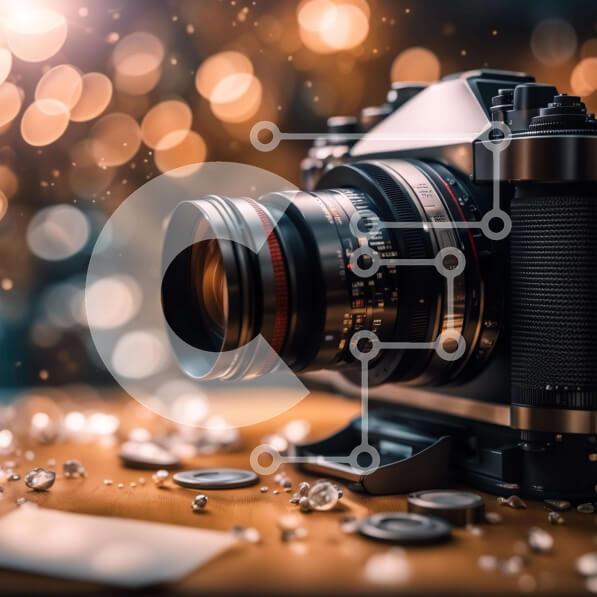 Intra Συλλεκτικό Ξύλινο Παζλ Plywood  4mm - Κάμερα με φώτα Bokeh και στηρίγματα Σε Ξύλινο Κουτί - Διαστάσεις Puzzle: 10x10 cm – 25 κομμάτια