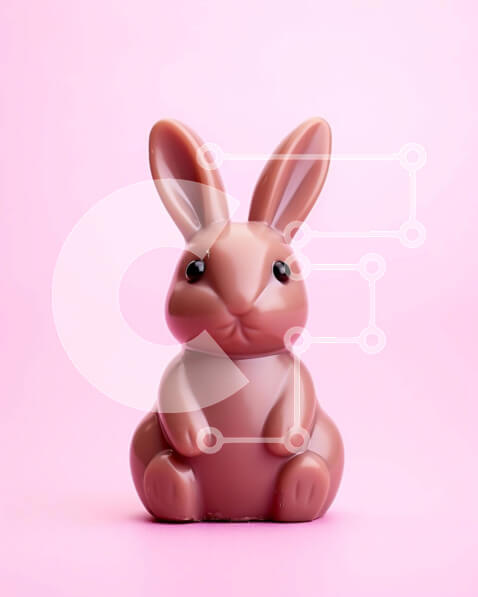 Intra Συλλεκτικό Ξύλινο Παζλ Plywood  4mm - Ειδώλιο λαγουδάκι του Πάσχα μπροστά από ροζ φόντο Σε Ξύλινο Κουτί - Διαστάσεις: 10x10 cm – 25 κομμάτια