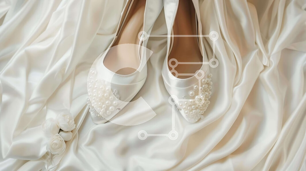 Σετ των 2 Intra Συλλεκτικό Ξύλινο Παζλ Plywood  4mm - Ζευγάρι Λευκά Νυφικά Παπούτσια με Πέρλες και Κρύσταλλα σε Σατέν Ύφασμα Σε Ξύλινο Κουτί - Διαστάσεις: 10x10 cm – 25 κομμάτια