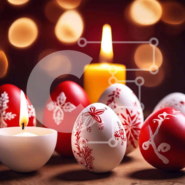 Intra Συλλεκτικό Ξύλινο Παζλ Plywood  4mm - Πολύχρωμα Πασχαλινά αυγά και λαμπάδα για εορταστική γιορτή Σε Ξύλινο Κουτί - Διαστάσεις: 10x10 cm – 25 κομμάτια