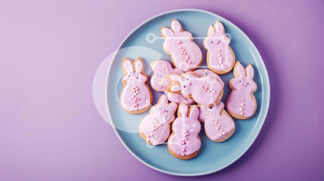 Σετ των 2 Intra Συλλεκτικό Ξύλινο Παζλ Plywood  4mm - Φρεσκοψημένα μπισκότα λαγουδάκι στο μπλε πιάτο Σε Ξύλινο Κουτί - Διαστάσεις: 10x10 cm – 25 κομμάτια