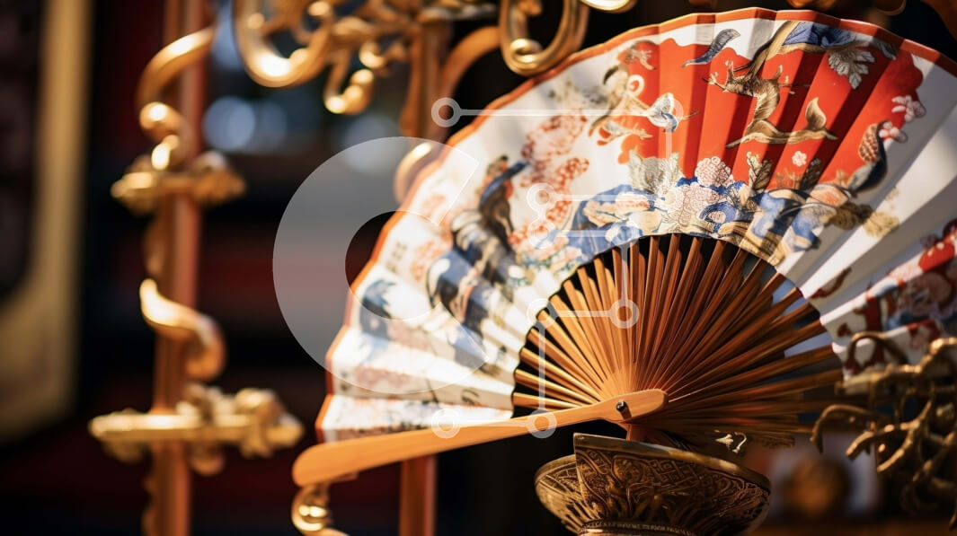 Intra Συλλεκτικό Ξύλινο Παζλ Plywood  4mm - Περίτεχνα διακοσμημένος ανεμιστήρας σε μεταλλικό σκελετό σε χρυσό χρώμα Σε Ξύλινο Κουτί - Διαστάσεις Puzzle: 10x10 cm – 25 κομμάτια