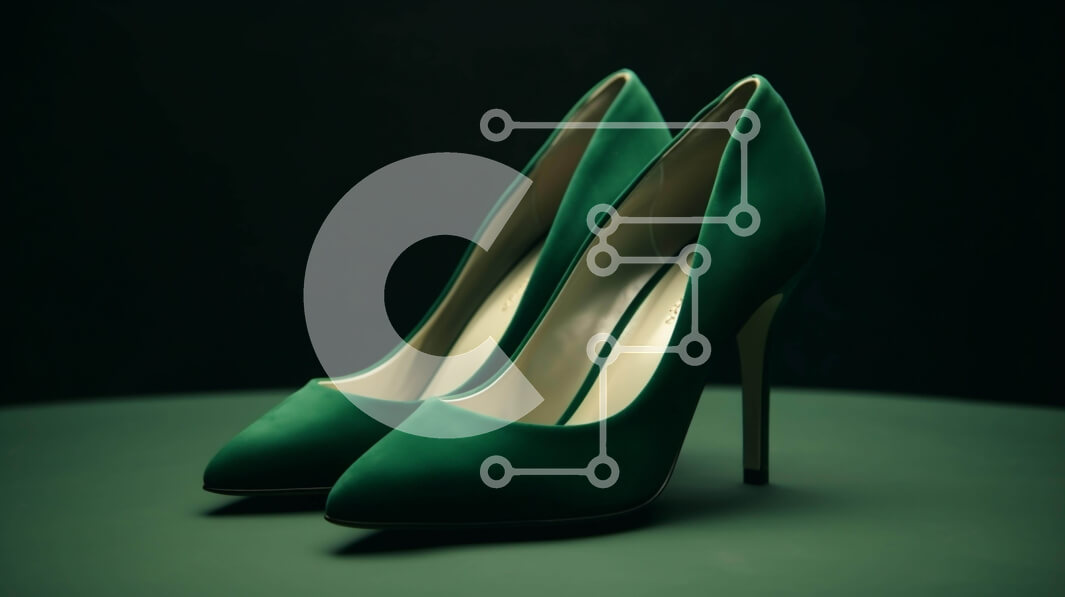 Intra Συλλεκτικό Ξύλινο Παζλ Plywood  4mm - Πράσινα ψηλοτάκουνα παπούτσια σε σκούρο φόντο Σε Ξύλινο Κουτί - Διαστάσεις Puzzle: 10x10 cm – 25 κομμάτια