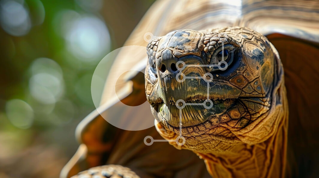 Intra Συλλεκτικό Ξύλινο Παζλ Plywood  4mm - Κοντινό πλάνο της ενήλικης χελώνας που κοιτάζει την κάμερα Σε Ξύλινο Κουτί - Διαστάσεις: 10x10 cm – 25 κομμάτια