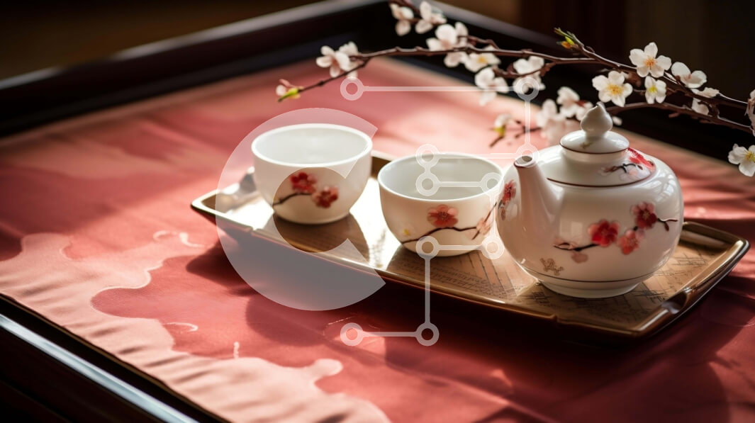 Σετ των 2 Intra Συλλεκτικό Ξύλινο Παζλ Plywood  4mm - Τσαγιέρα, φλιτζάνια και λουλούδια στο τραπέζι Σε Ξύλινο Κουτί - Διαστάσεις: 10x10 cm – 25 κομμάτια