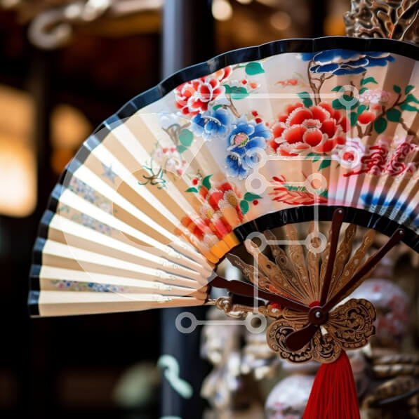 Intra Συλλεκτικό Ξύλινο Παζλ Plywood  4mm - Πολύχρωμη βεντάλια με λουλούδια σε περίτεχνα διακοσμημένη βάση Σε Ξύλινο Κουτί - Διαστάσεις Puzzle: 10x10 cm – 25 κομμάτια