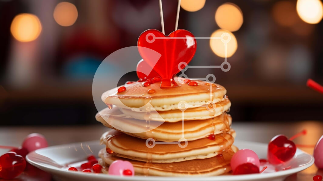 Σετ των 2 Intra Συλλεκτικό Ξύλινο Παζλ Plywood  4mm - Στοίβα από τηγανίτες με διακοσμητικά σε σχήμα καρδιάς Σε Ξύλινο Κουτί - Διαστάσεις: 10x10 cm – 25 κομμάτια