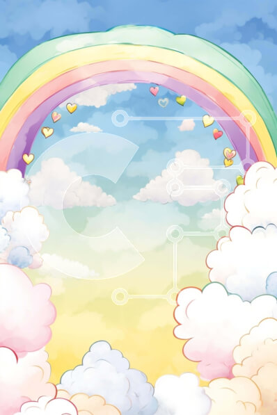 Σετ των 2 Intra Συλλεκτικό Ξύλινο Παζλ Plywood  4mm - Πολύχρωμο ουράνιο τόξο στον ουρανό με καρδιές και σύννεφα Σε Ξύλινο Κουτί - Διαστάσεις: 10x10 cm – 25 κομμάτια