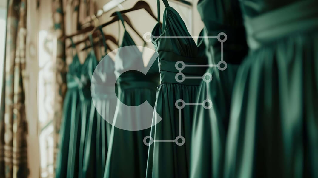 Σετ των 2 Intra Συλλεκτικό Ξύλινο Παζλ Plywood  4mm - Πράσινα φορέματα παράνυμφων που κρέμονται σε ένα δωμάτιο Σε Ξύλινο Κουτί - Διαστάσεις: 10x10 cm – 25 κομμάτια