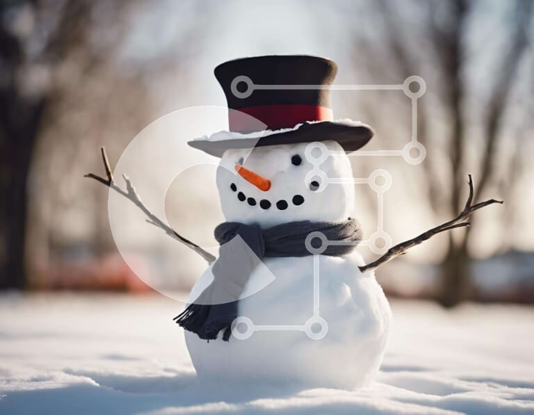 Intra Συλλεκτικό Ξύλινο Παζλ Plywood  4mm - Χιονάνθρωπος με καπέλο και κασκόλ στο χιόνι Σε Ξύλινο Κουτί - Διαστάσεις: 10x10 cm – 25 κομμάτια