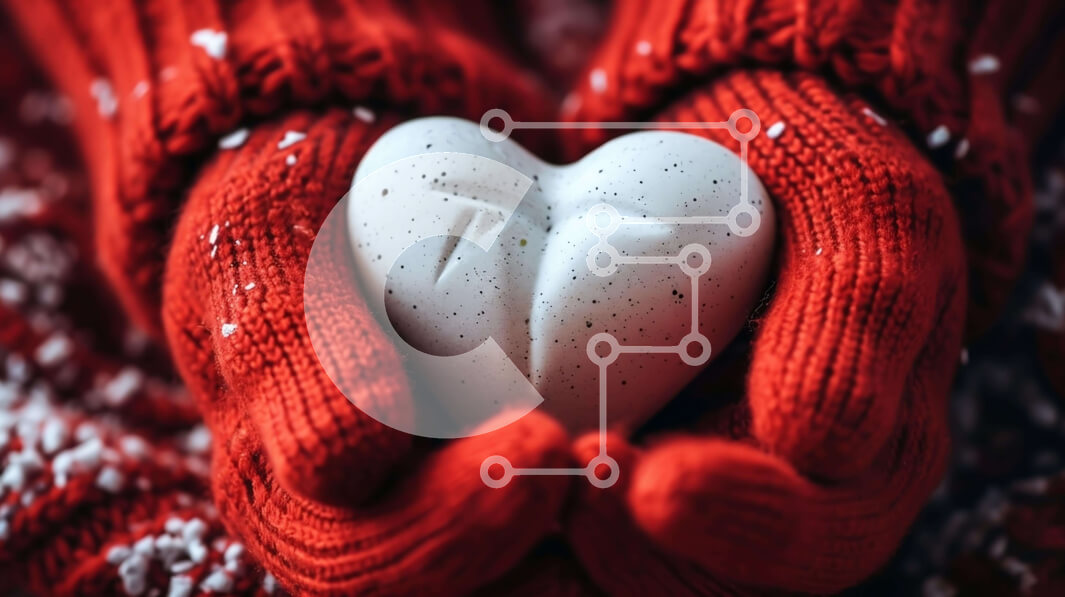 Intra Συλλεκτικό Ξύλινο Παζλ Plywood  4mm - Αντικείμενο σε σχήμα καρδιάς σε κόκκινα πλεκτά γάντια Σε Ξύλινο Κουτί - Διαστάσεις Puzzle: 10x10 cm – 25 κομμάτια