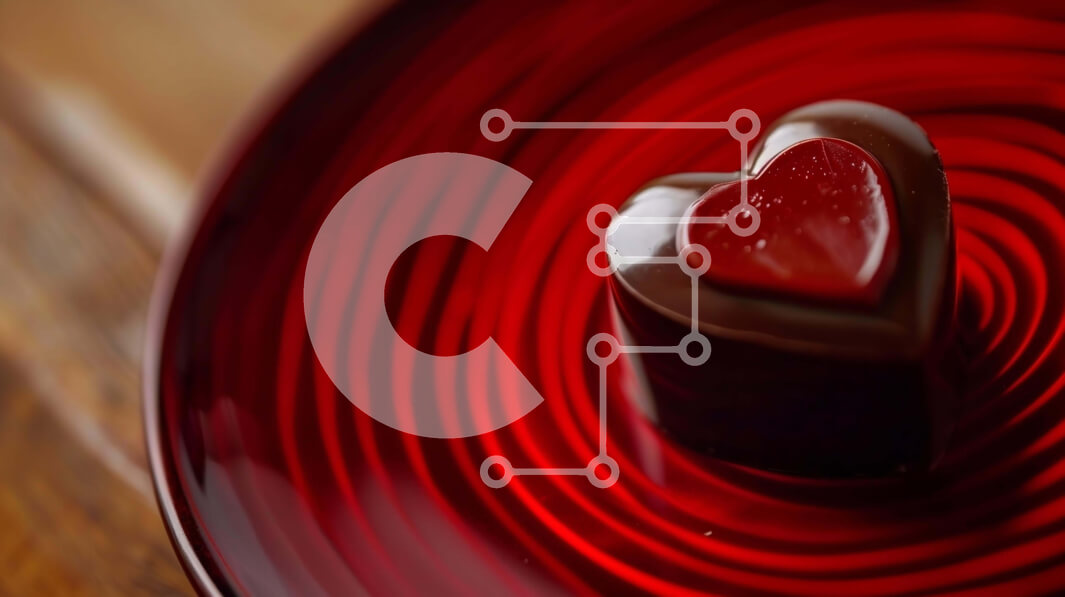 Σετ των 2 Intra Συλλεκτικό Ξύλινο Παζλ Plywood  4mm - Μπάρα σοκολάτας σε σχήμα καρδιάς σε κόκκινο πιάτο Σε Ξύλινο Κουτί - Διαστάσεις: 10x10 cm – 25 κομμάτια