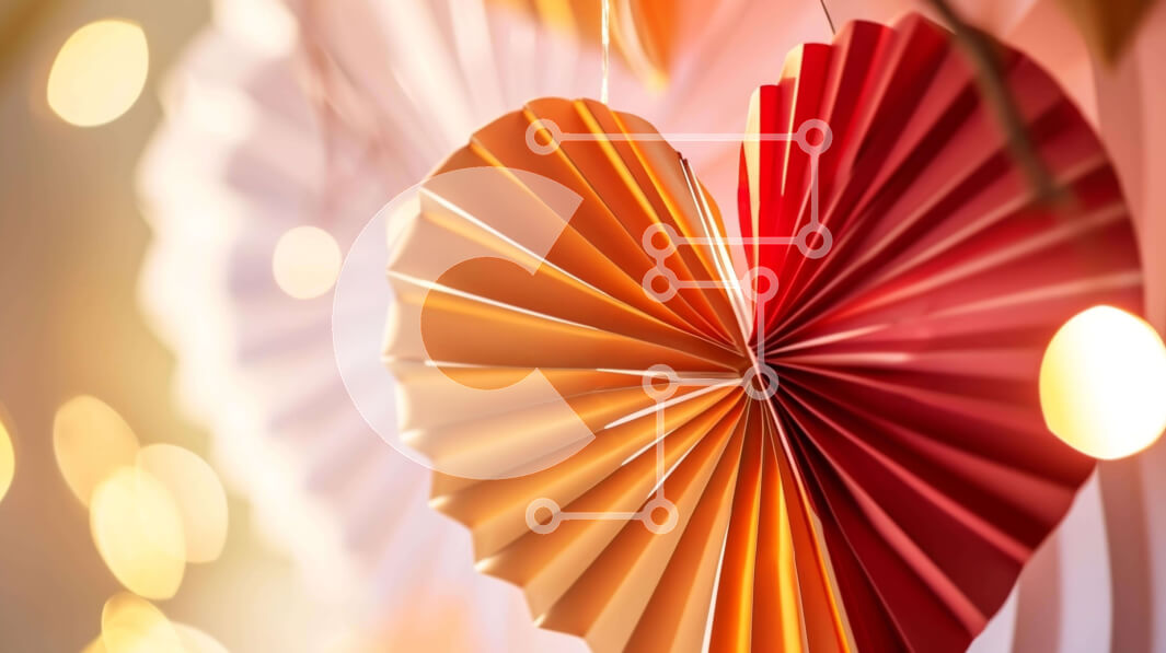 Intra Συλλεκτικό Ξύλινο Παζλ Plywood  4mm - Πολύχρωμο χάρτινο φανάρι σε σχήμα καρδιάς που κρέμεται από την οροφή Σε Ξύλινο Κουτί - Διαστάσεις Puzzle: 10x10 cm – 25 κομμάτια