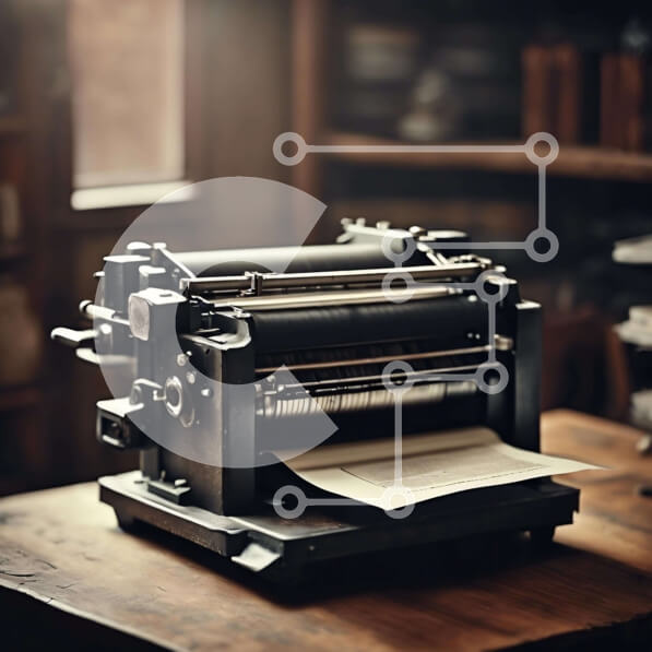 Intra Συλλεκτικό Ξύλινο Παζλ Plywood  4mm - Vintage γραφομηχανή σε ξύλινο τραπέζι με βιβλία Σε Ξύλινο Κουτί - Διαστάσεις Puzzle: 10x10 cm – 25 κομμάτια