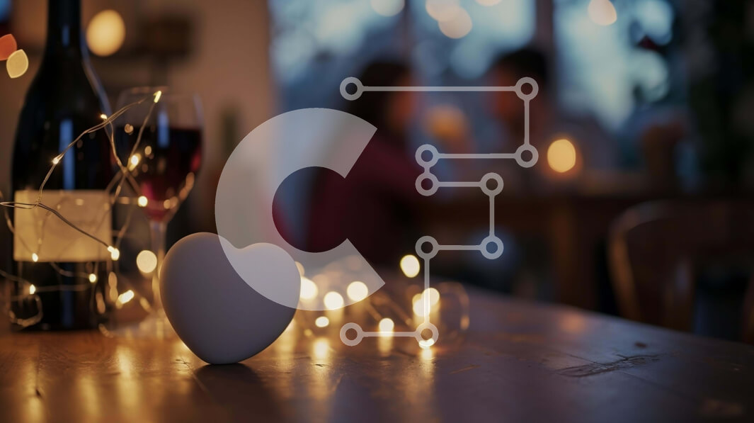 Σετ των 2 Intra Συλλεκτικό Ξύλινο Παζλ Plywood  4mm - Ρομαντικό τραπέζι δείπνου με ποτήρια κρασιού και διακοσμητική καρδιά Σε Ξύλινο Κουτί - Διαστάσεις: 10x10 cm – 25 κομμάτια