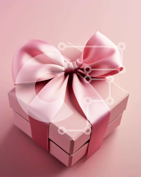 Intra Συλλεκτικό Ξύλινο Παζλ Plywood  4mm - Ροζ κουτί δώρου με κομψό φιόγκο σε ροζ φόντο Σε Ξύλινο Κουτί - Διαστάσεις: 10x10 cm – 25 κομμάτια