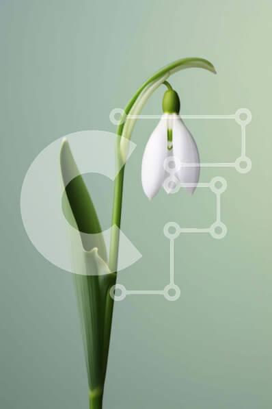 Σετ των 2 Intra Συλλεκτικό Ξύλινο Παζλ Plywood  4mm - Ενιαίο λουλούδι Snowdrop που ανθίζει σε αφηρημένο πράσινο φόντο Σε Ξύλινο Κουτί - Διαστάσεις: 10x10 cm – 25 κομμάτια