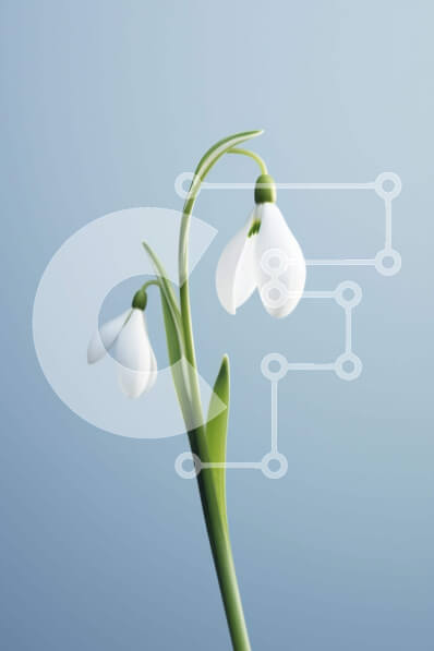 Σετ των 2 Intra Συλλεκτικό Ξύλινο Παζλ Plywood  4mm - Λευκά λουλούδια χιονοστιβάδας στο προσκήνιο με φόντο μπλε του ουρανού Σε Ξύλινο Κουτί - Διαστάσεις: 10x10 cm – 25 κομμάτια