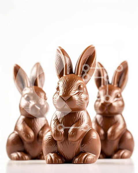 Intra Συλλεκτικό Ξύλινο Παζλ Plywood  4mm - Τρία σοκολατένια κουνελάκια σε άσπρο φόντο Σε Ξύλινο Κουτί - Διαστάσεις: 10x10 cm – 25 κομμάτια
