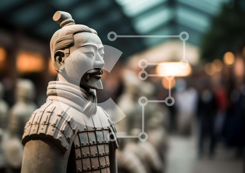 Intra Συλλεκτικό Ξύλινο Παζλ Plywood  4mm - Ξύλινο άγαλμα ενός ασιατικού πολεμιστή Σε Ξύλινο Κουτί - Διαστάσεις Puzzle: 10x10 cm – 25 κομμάτια