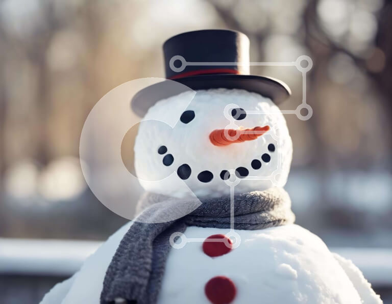 Intra Συλλεκτικό Ξύλινο Παζλ Plywood  4mm - Χιονάνθρωπος με καρότο μια χειμερινή ημέρα Σε Ξύλινο Κουτί - Διαστάσεις Puzzle: 10x10 cm – 25 κομμάτια