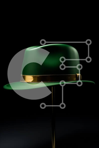 Intra Συλλεκτικό Ξύλινο Παζλ Plywood  4mm - Κομψό πράσινο καπέλο Fedora με χρυσό κορδόνι Σε Ξύλινο Κουτί - Διαστάσεις Puzzle: 10x10 cm – 25 κομμάτια