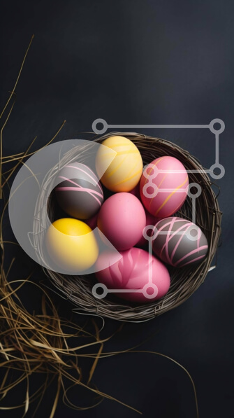 Intra Συλλεκτικό Ξύλινο Παζλ Plywood  4mm - Πολύχρωμα Πασχαλινά αυγά στο καλάθι με σανό Σε Ξύλινο Κουτί - Διαστάσεις: 10x10 cm – 25 κομμάτια